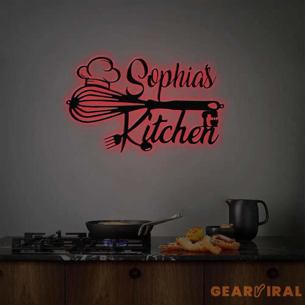 Custom Name Metal Kitchen Sign with Led Light Kitchen Decor Name Kitchen Sign Kitchen Wall Art Pantry Sign Gift for