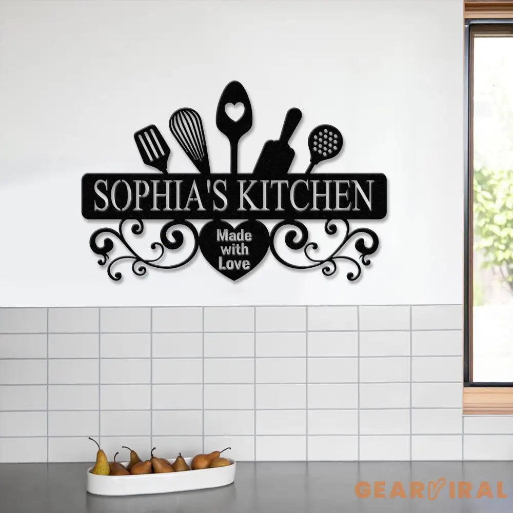 Custom Name Metal Kitchen Sign with Led Light Kitchen Decor Name Kitchen Sign Kitchen Wall Art Pantry Sign Gift for