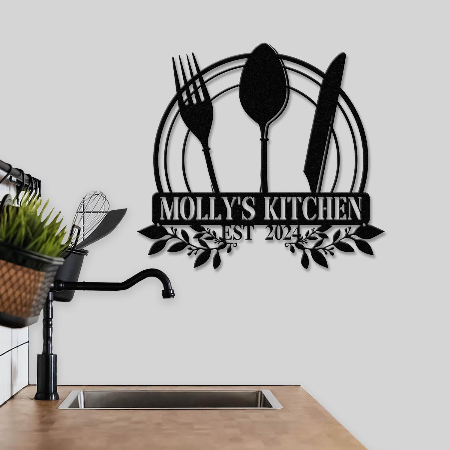Custom Name Metal Kitchen Sign with Led Light, Kitchen Decor, Name Kitchen Sign, Kitchen Wall Art, Pantry Sign, Gift for Grandma Mom