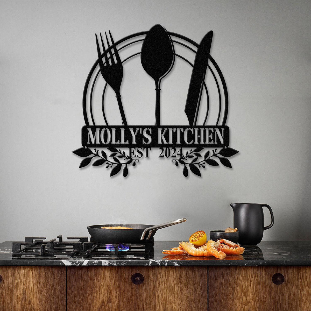 Custom Name Metal Kitchen Sign with Led Light, Kitchen Decor, Name Kitchen Sign, Kitchen Wall Art, Pantry Sign, Gift for Grandma Mom
