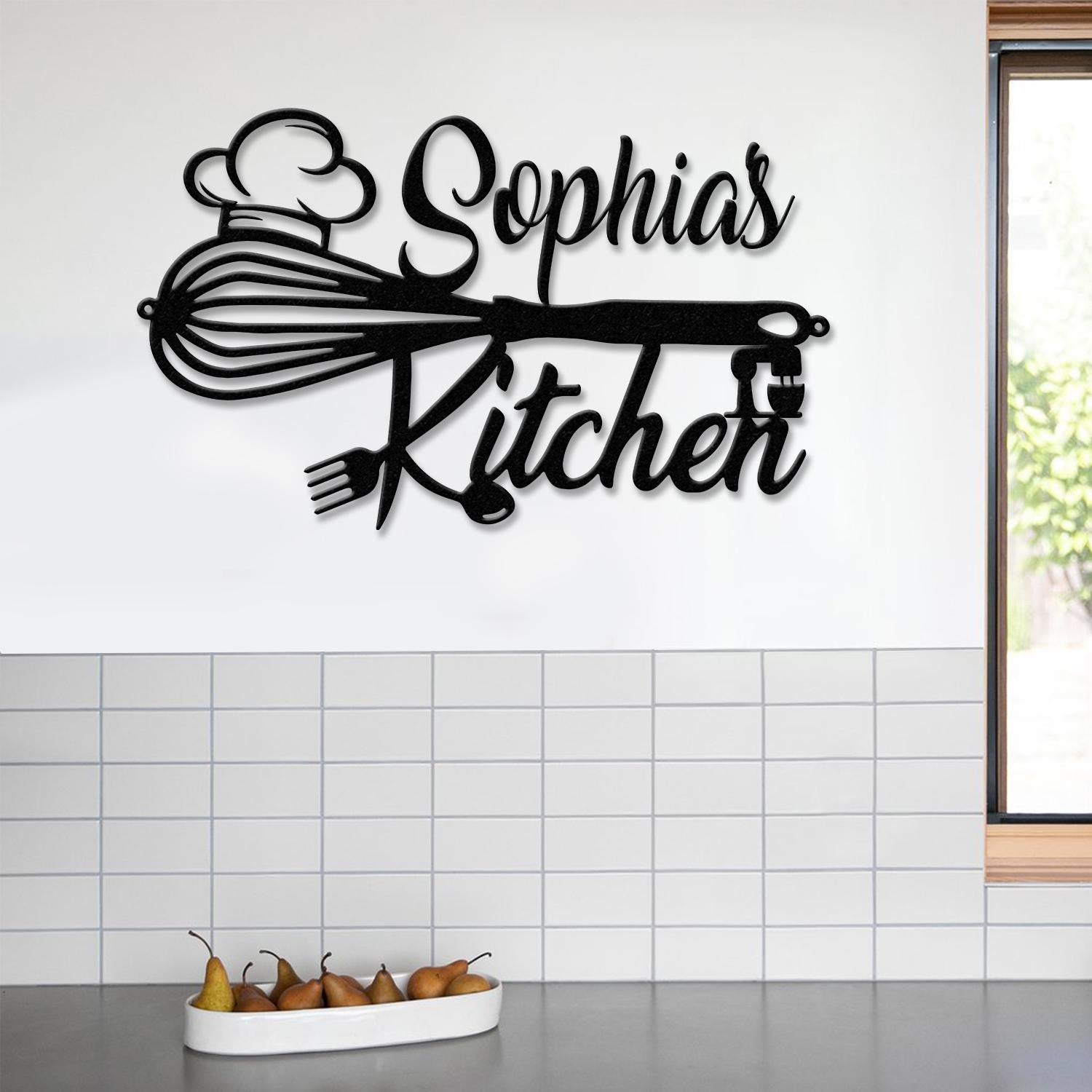 Custom Name Metal Kitchen Sign with Led Light, Kitchen Decor, Name Kitchen Sign, Kitchen Wall Art, Pantry Sign, Gift for Grandma Mom