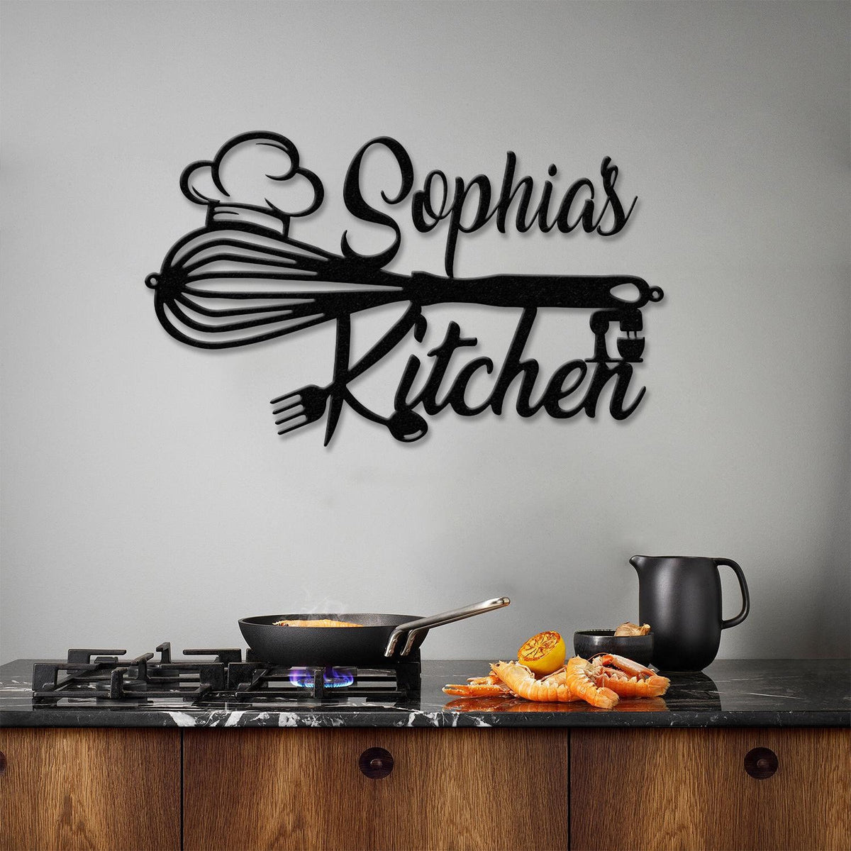 Custom Name Metal Kitchen Sign with Led Light, Kitchen Decor, Name Kitchen Sign, Kitchen Wall Art, Pantry Sign, Gift for Grandma Mom