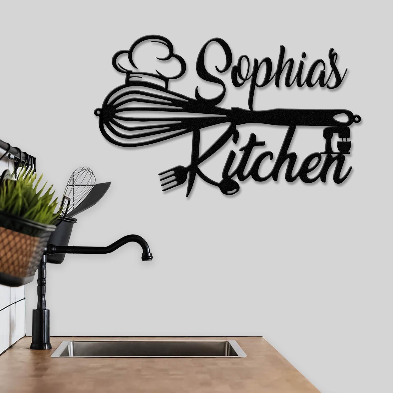 Custom Name Metal Kitchen Sign with Led Light, Kitchen Decor, Name Kitchen Sign, Kitchen Wall Art, Pantry Sign, Gift for Grandma Mom
