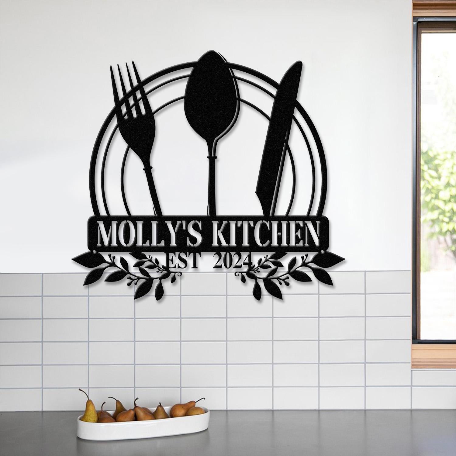Custom Name Metal Kitchen Sign with Led Light, Kitchen Decor, Name Kitchen Sign, Kitchen Wall Art, Pantry Sign, Gift for Grandma Mom