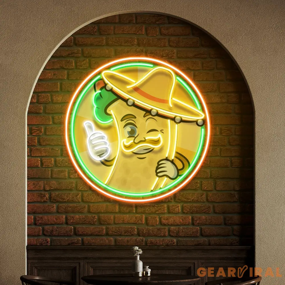 Custom Name Mexican Burrito Thumbs Up Artwork Led Neon Sign Light