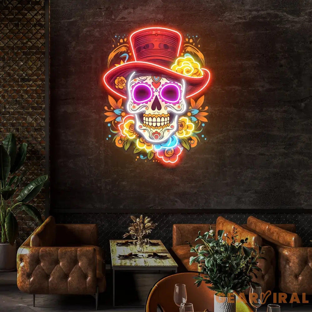 Custom Name Mexican Restaurant Skull Artwork Led Neon Sign Light