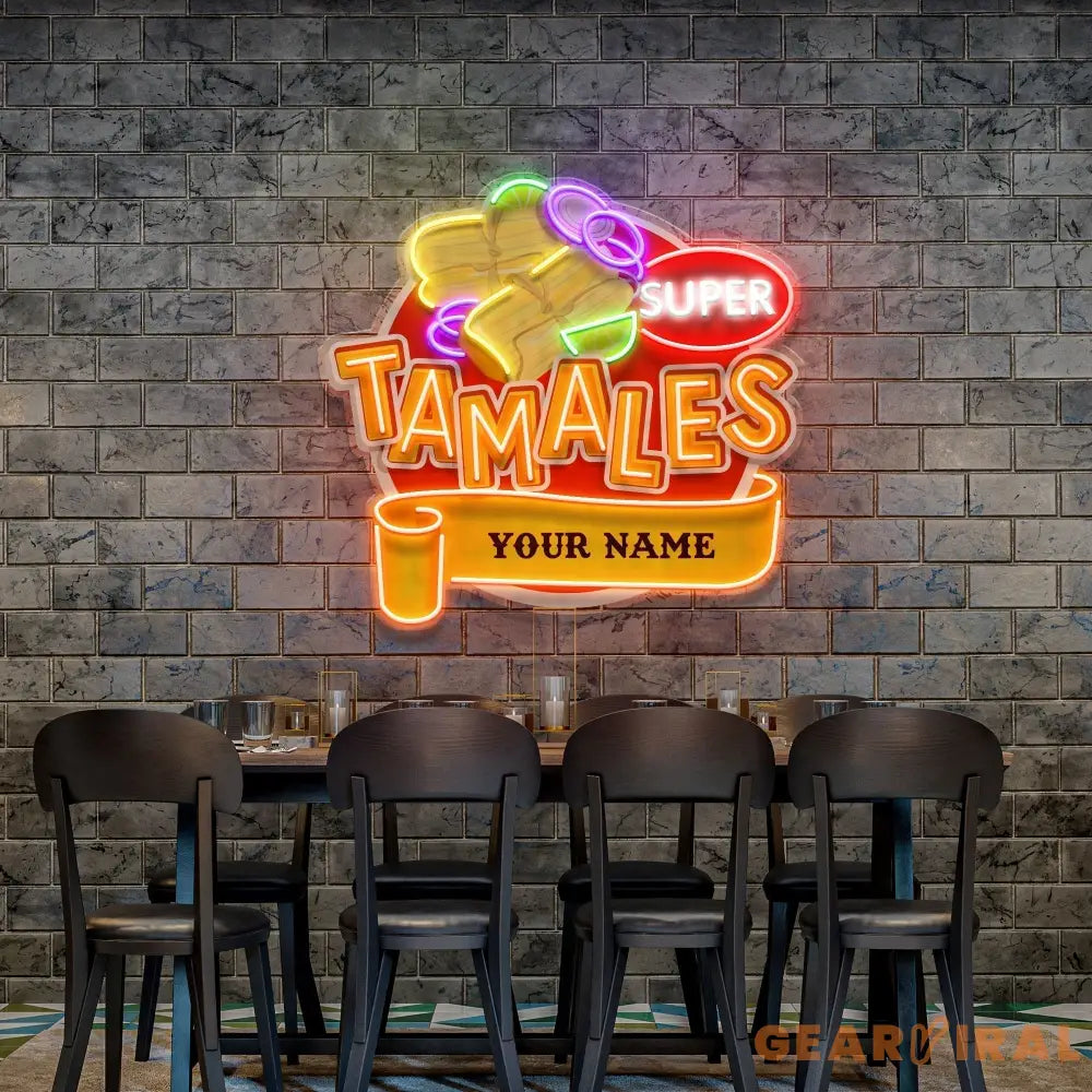 Custom Name Mexican Tamales Food Restaurant Decor Artwork Led Neon Sign Light