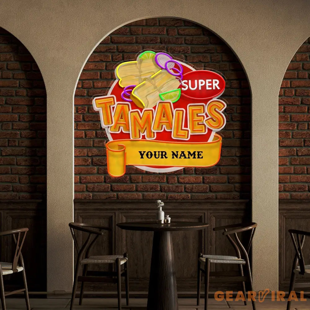 Custom Name Mexican Tamales Food Restaurant Decor Artwork Led Neon Sign Light