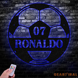 Custom Name& Number Soccer LED Metal Art Sign Light up Soccer Ball Name Metal Sign Multi Color Soccer Art Metal Soccer