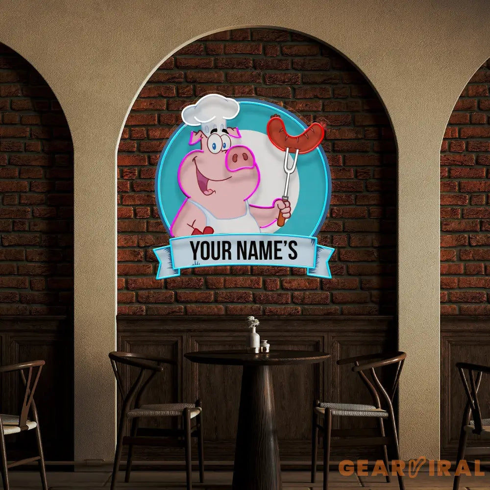 Custom Name Pig Food Logo Artwork Led Neon Sign Light