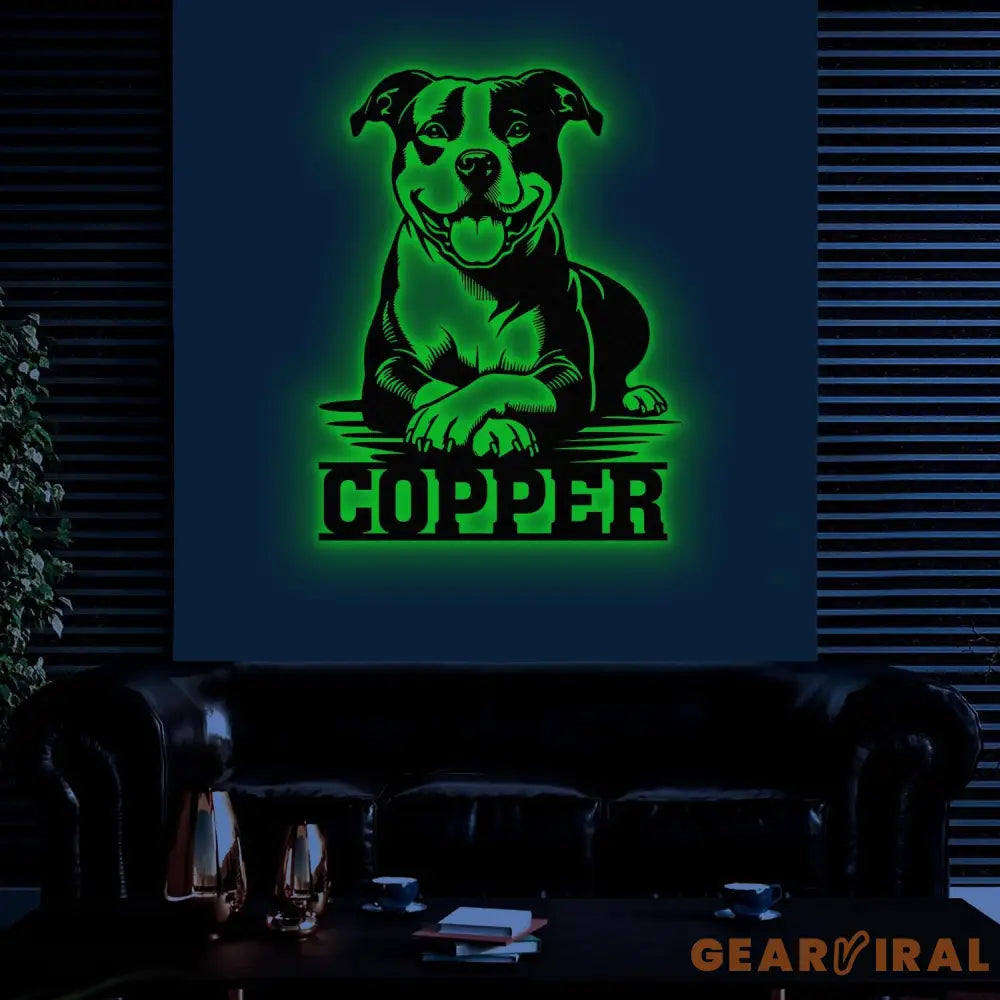 Custom Name Pitbull Metal Sign with Led Light Pitbull Sign Personalized Dog Sign Dog Monogram Dog Mom Gift Dog Gift