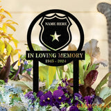 Custom Name Police Badge Memorial Stake Personalized Garden Sign Police Officer Memorial Sign Grave Marker