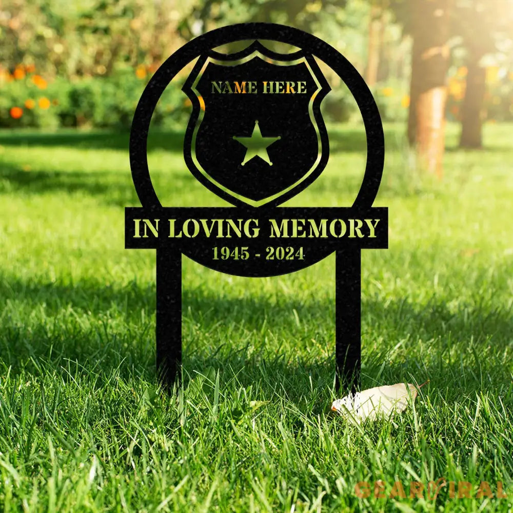 Custom Name Police Badge Memorial Stake Personalized Garden Sign Police Officer Memorial Sign Grave Marker