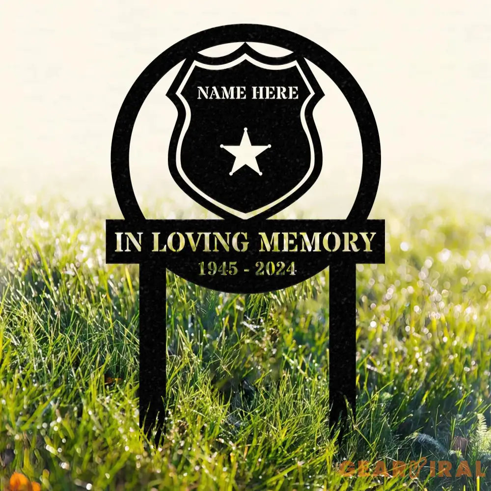 Custom Name Police Badge Memorial Stake Personalized Garden Sign Police Officer Memorial Sign Grave Marker