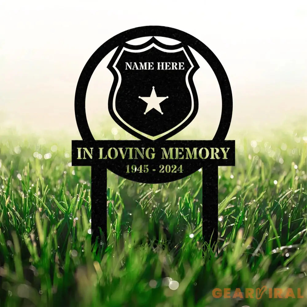 Custom Name Police Badge Memorial Stake Personalized Garden Sign Police Officer Memorial Sign Grave Marker