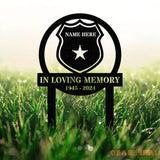 Custom Name Police Badge Memorial Stake Personalized Garden Sign Police Officer Memorial Sign Grave Marker