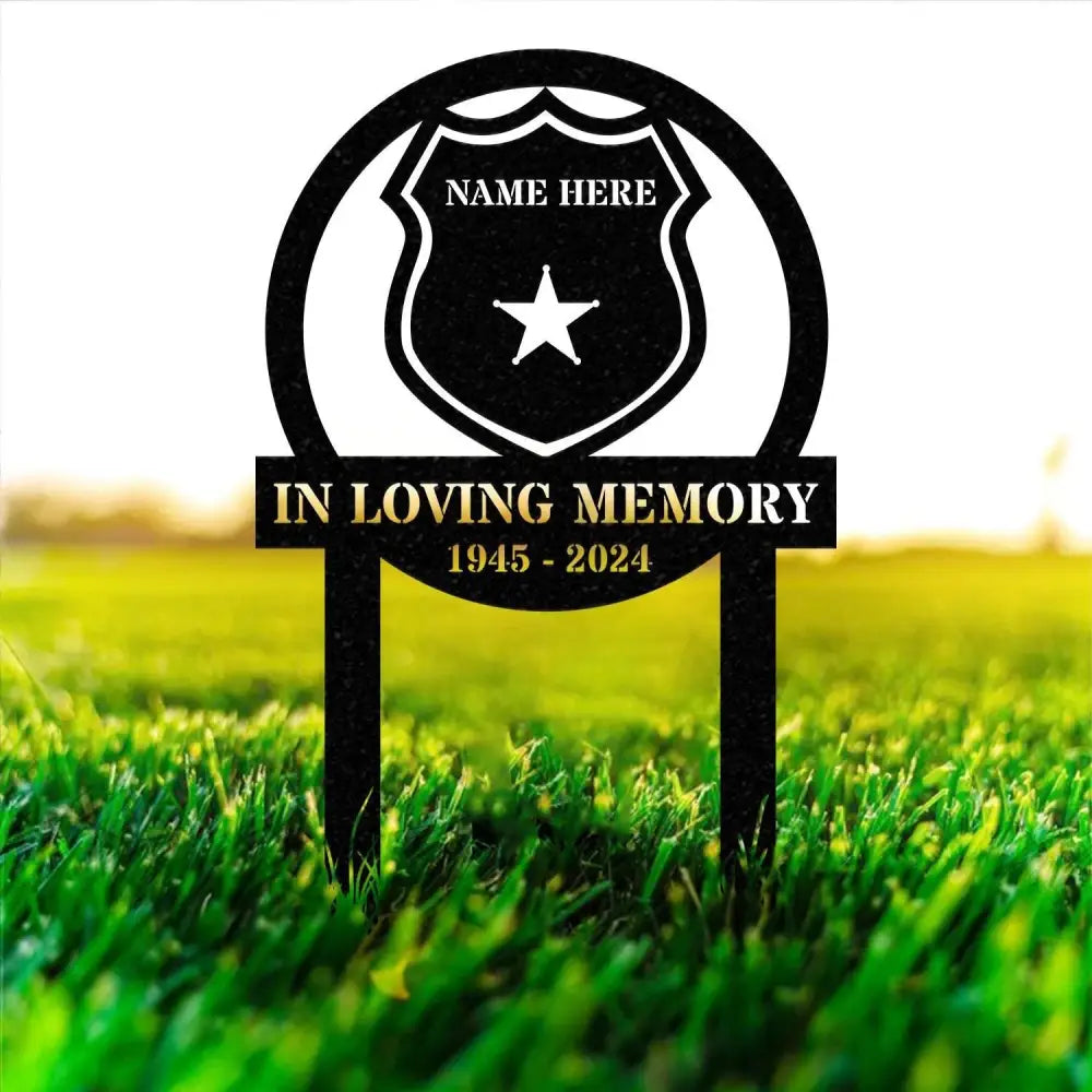 Custom Name Police Badge Memorial Stake Personalized Garden Sign Police Officer Memorial Sign Grave Marker