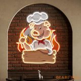 Custom Name Porky BBQ Logo Artwork Led Neon Sign Light