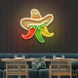 Custom Name Restaurant Cinco De Mayo Mexican Chili Artwork Led Neon Sign Light