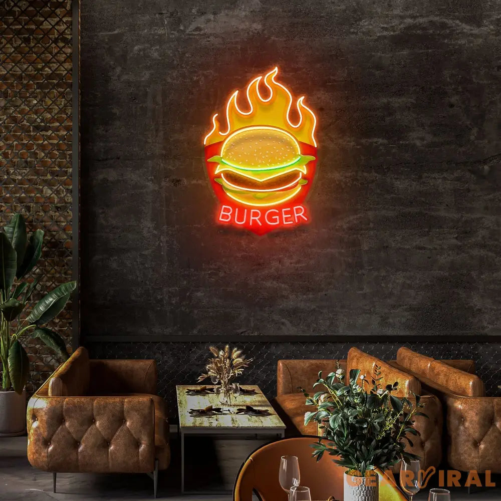 Custom Name Restaurant Fast Food Burger Led Neon Sign Light