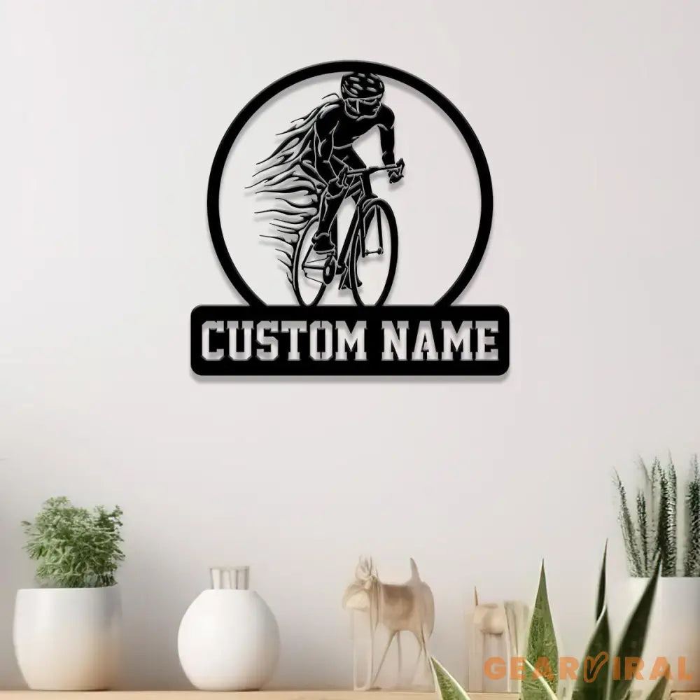 Custom Name Road Bike Metal Sign with Led Light Man Road Bike Racing Wall Art Personalized Cycling Sign Bicycle Wall