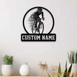 Custom Name Road Bike Metal Sign with Led Light Man Road Bike Racing Wall Art Personalized Cycling Sign Bicycle Wall