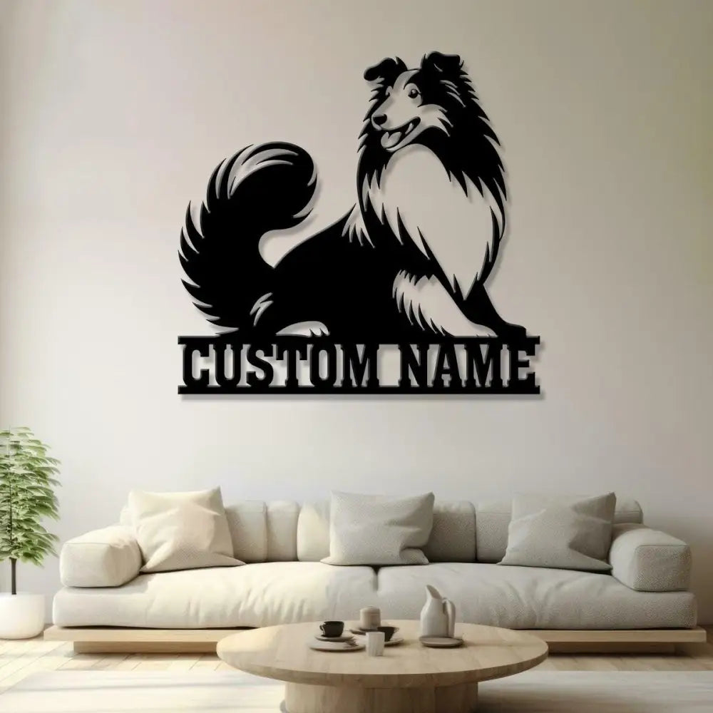 Custom Name Shetland Sheepdog Metal Sign with Led Light Shetland Sheepdog Sign Personalized Dog Sign Dog Monogram Dog