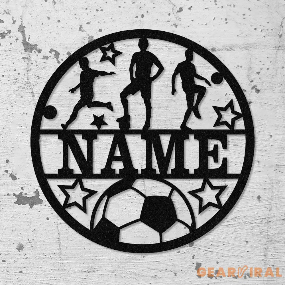 Custom Name Soccer LED Metal Art Sign Light up Soccer Ball Name Metal Sign Multi Color Soccer Art Metal Soccer Wall Art