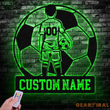 Custom Name Soccer LED Metal Art Sign Light up Soccer Ball Name Metal Sign Multi Color Soccer Art Metal Soccer Wall Art