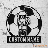 Custom Name Soccer LED Metal Art Sign Light up Soccer Ball Name Metal Sign Multi Color Soccer Art Metal Soccer Wall Art