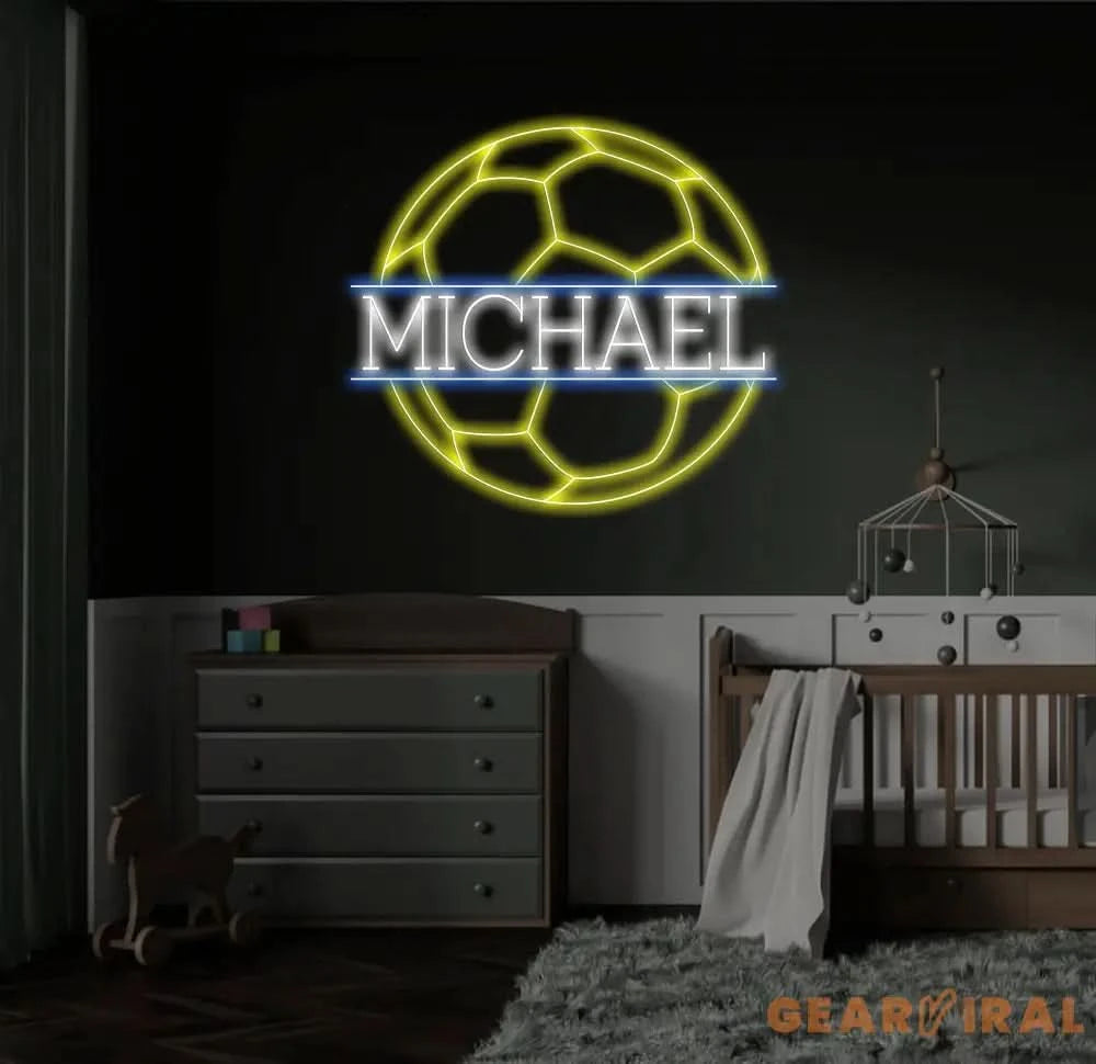 Custom Name Soccer Neon Sign Neon Name Sign Neon Sign Custom Name Nursery Neon Sign Teenage Boy Gifts Football Gift For