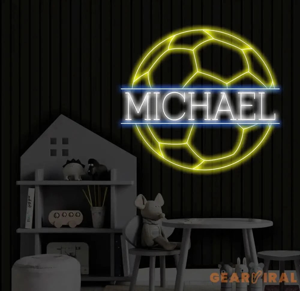Custom Name Soccer Neon Sign Neon Name Sign Neon Sign Custom Name Nursery Neon Sign Teenage Boy Gifts Football Gift For