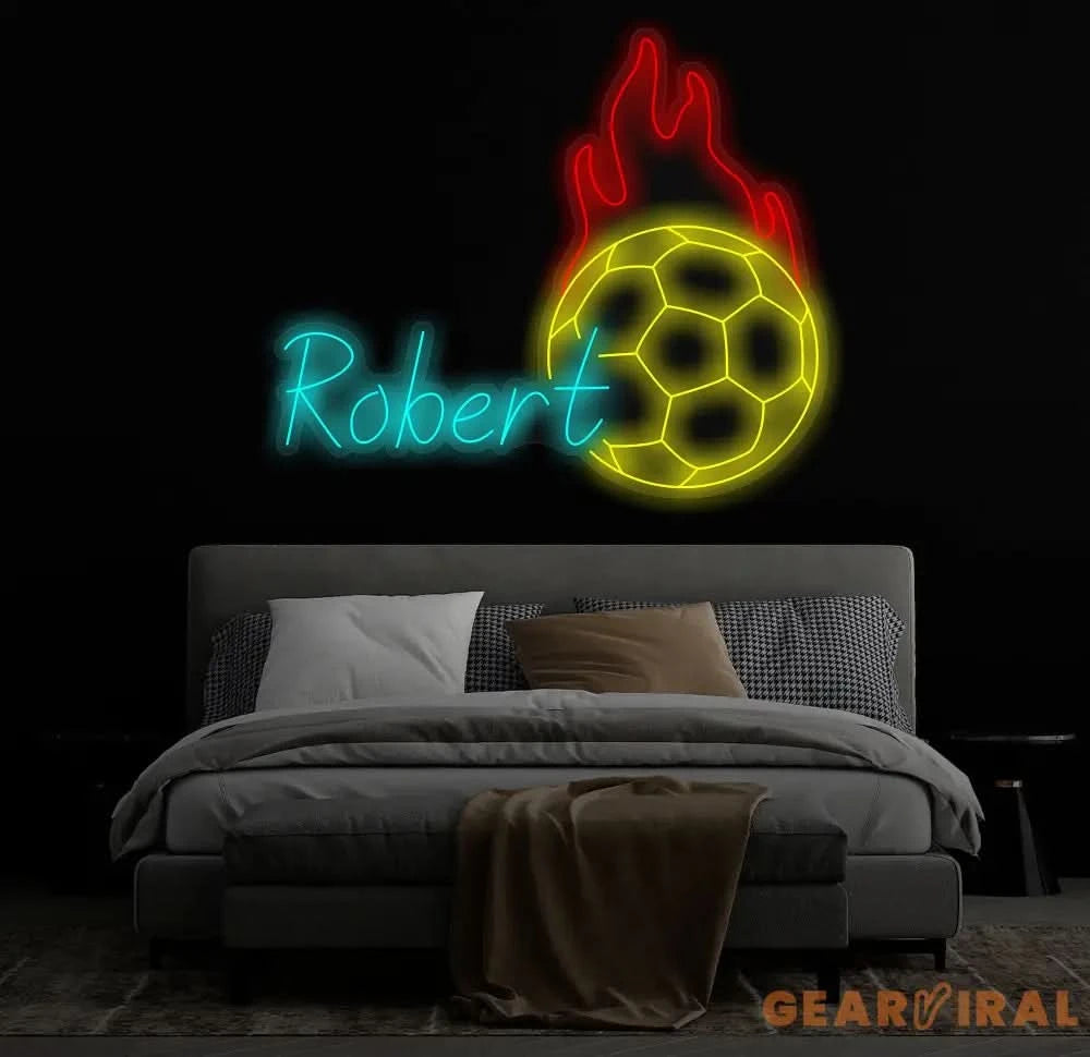 Custom Name Soccer Neon Sign Neon Name Sign Neon Sign Custom Name Nursery Neon Sign Teenage Boy Gifts Football Gift For