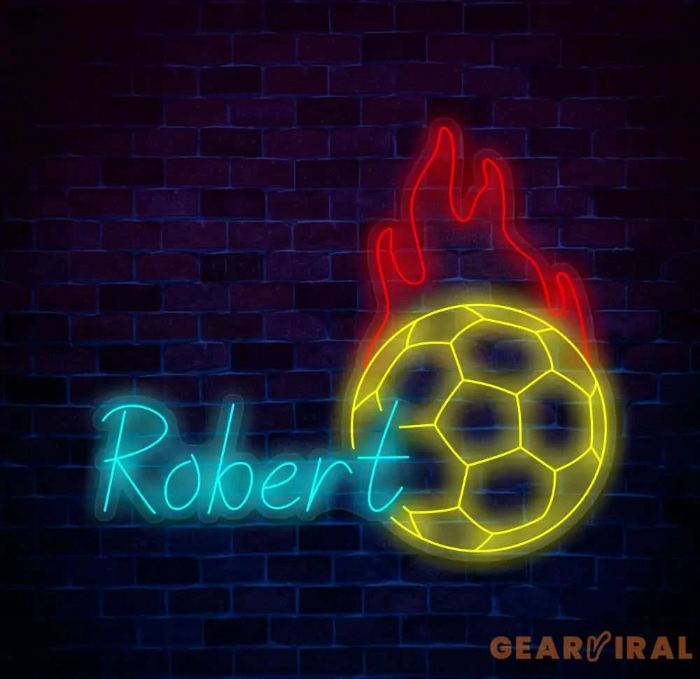 Custom Name Soccer Neon Sign Neon Name Sign Neon Sign Custom Name Nursery Neon Sign Teenage Boy Gifts Football Gift For