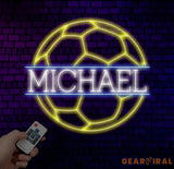 Custom Name Soccer Neon Sign Neon Name Sign Neon Sign Custom Name Nursery Neon Sign Teenage Boy Gifts Football Gift For