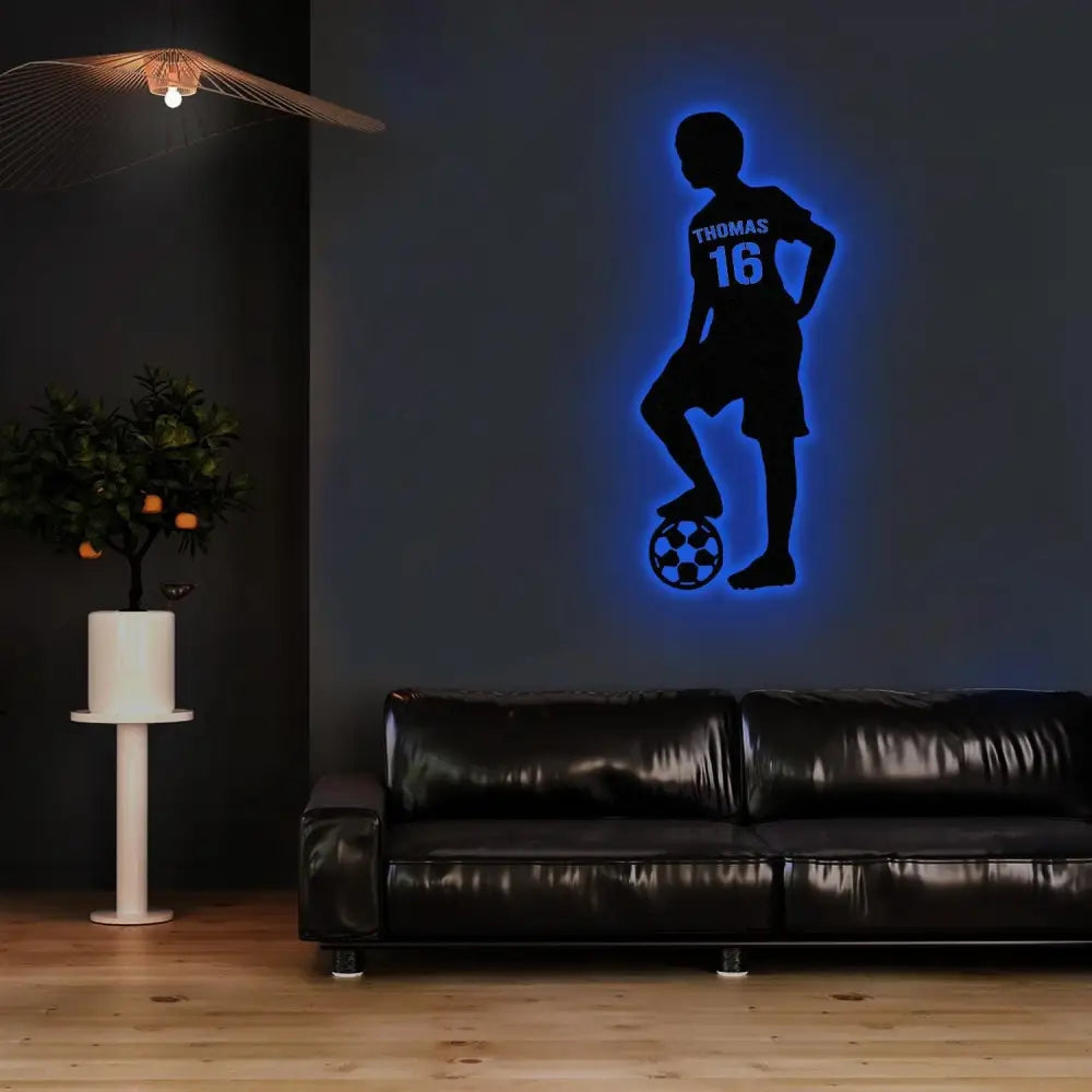 Custom Name Soccer Player Metal Sign Decorative Name Sign Personalized Split Letter Last Name Housewarming Monogram