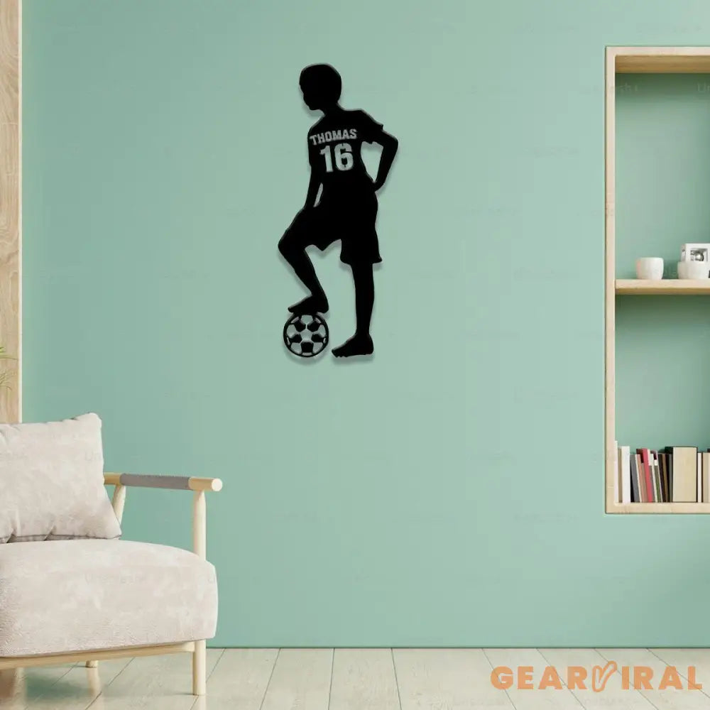 Custom Name Soccer Player Metal Sign Decorative Name Sign Personalized Split Letter Last Name Housewarming Monogram