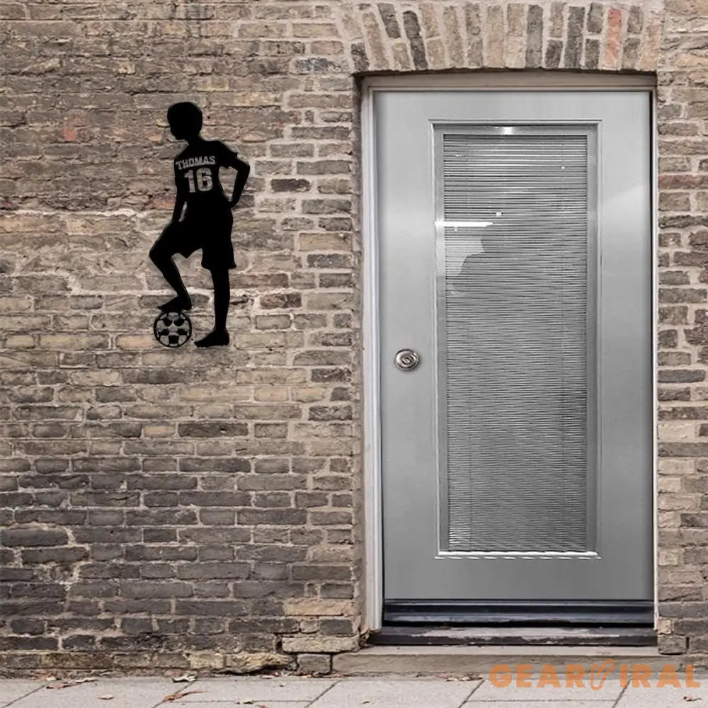 Custom Name Soccer Player Metal Sign Decorative Name Sign Personalized Split Letter Last Name Housewarming Monogram