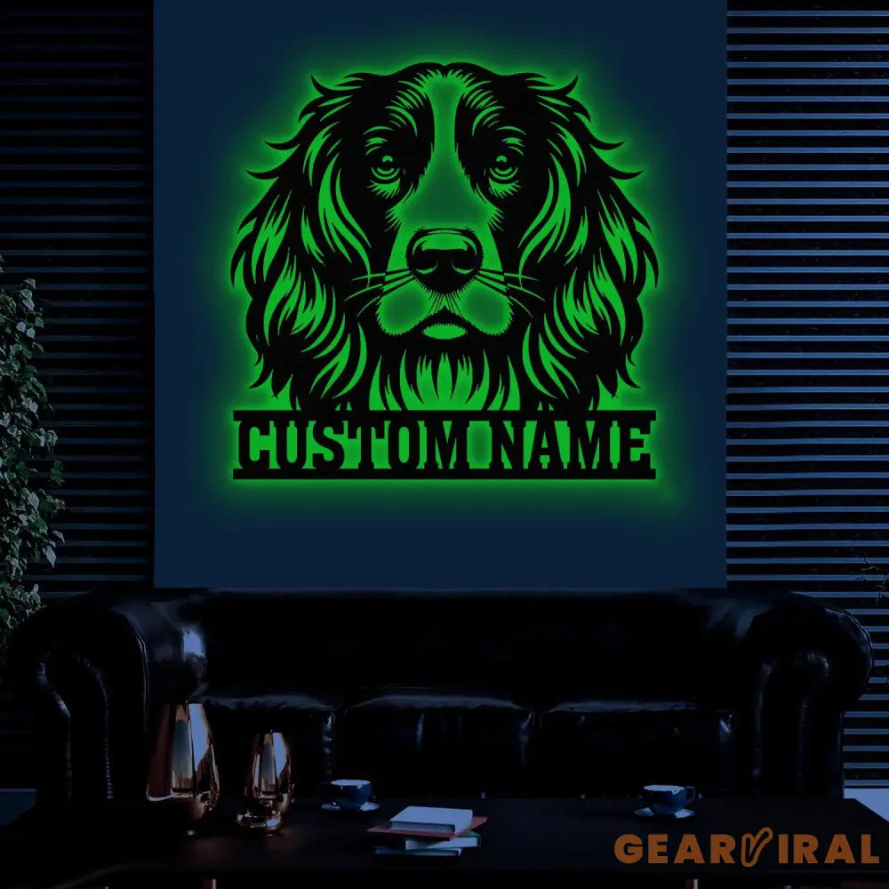 Custom Name Springer Spaniel Metal Sign with Led Light Springer Spaniel Sign Personalized Dog Sign Dog Monogram Dog Mom