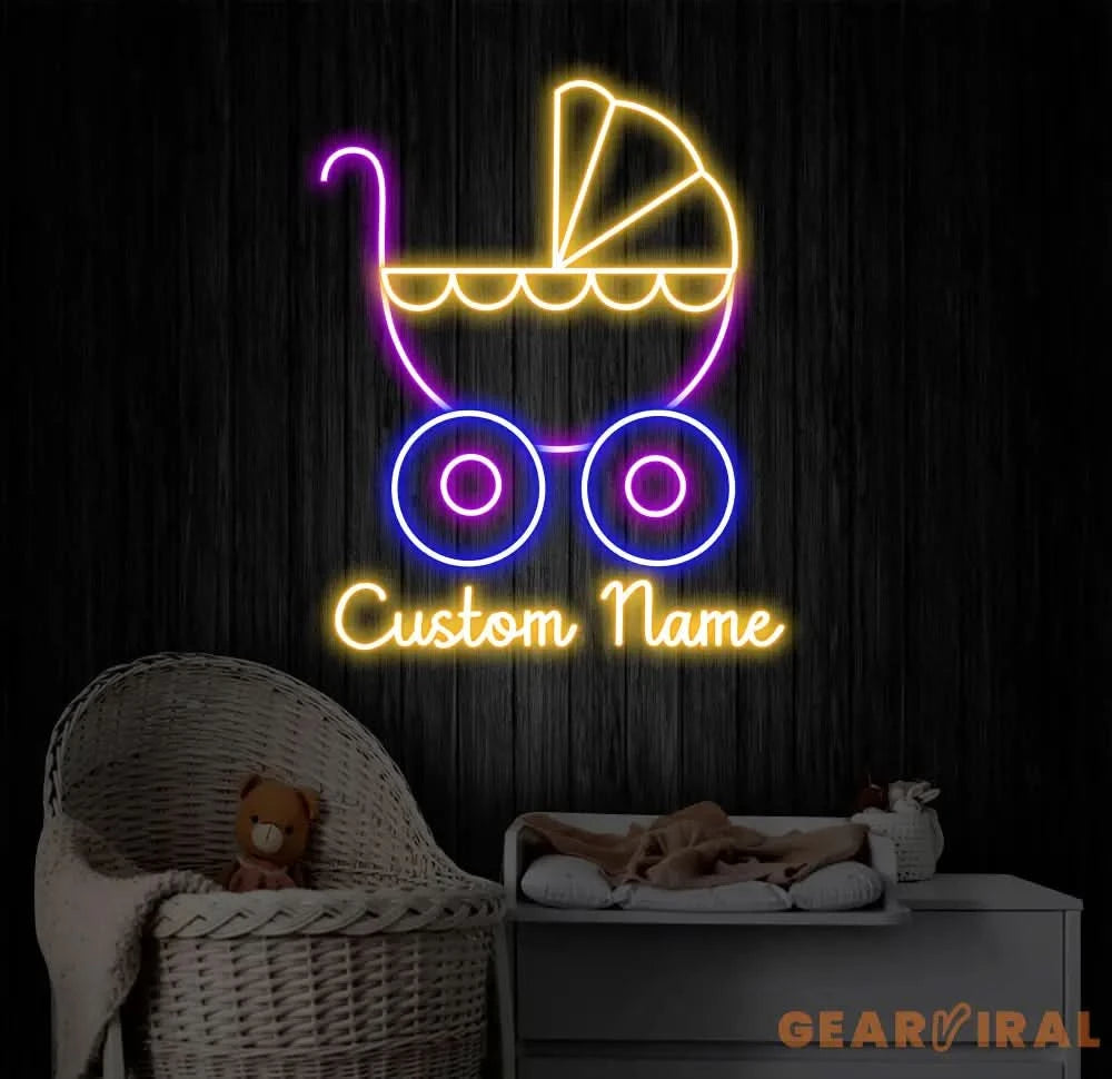 Custom Name Stroller Neon Sign Kid Room Neon Sign Bedroom Decor Kid Room Decor Baby Girl Sign Led Light Baby Shower