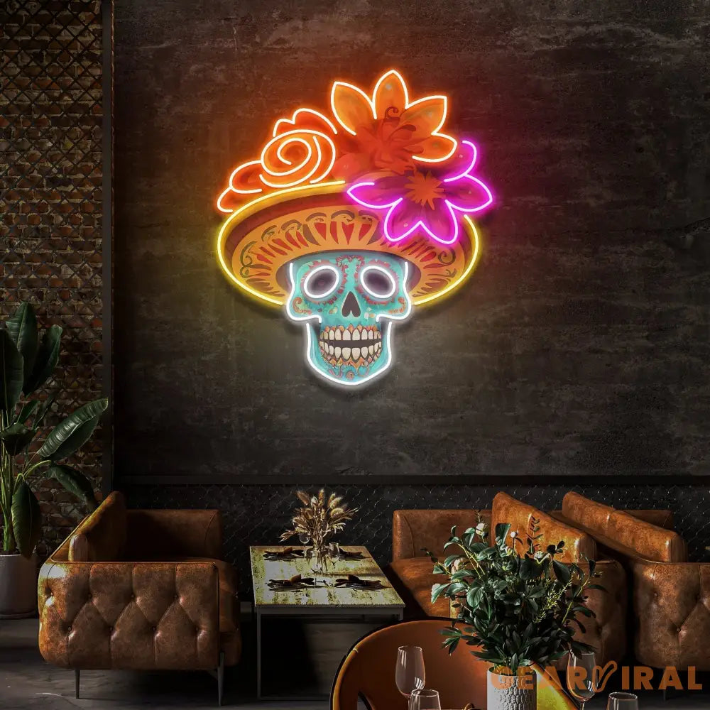Custom Name Sugar Skull LED Neon Light for Dead Day Festivities