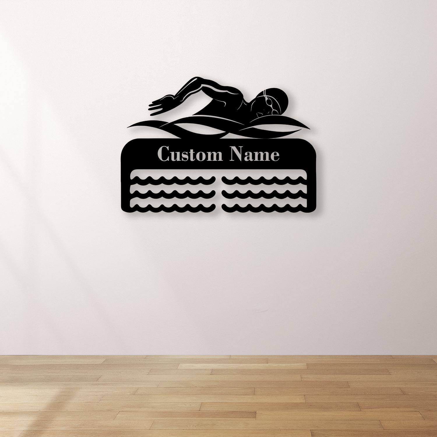 Custom Name Swimming Medal Holder with Led Light, Personalized Name of Swimmer Medal Hanger, Medal Display Awards Sign, Trophy Display Sign