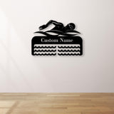 Custom Name Swimming Medal Holder with Led Light, Personalized Name of Swimmer Medal Hanger, Medal Display Awards Sign, Trophy Display Sign