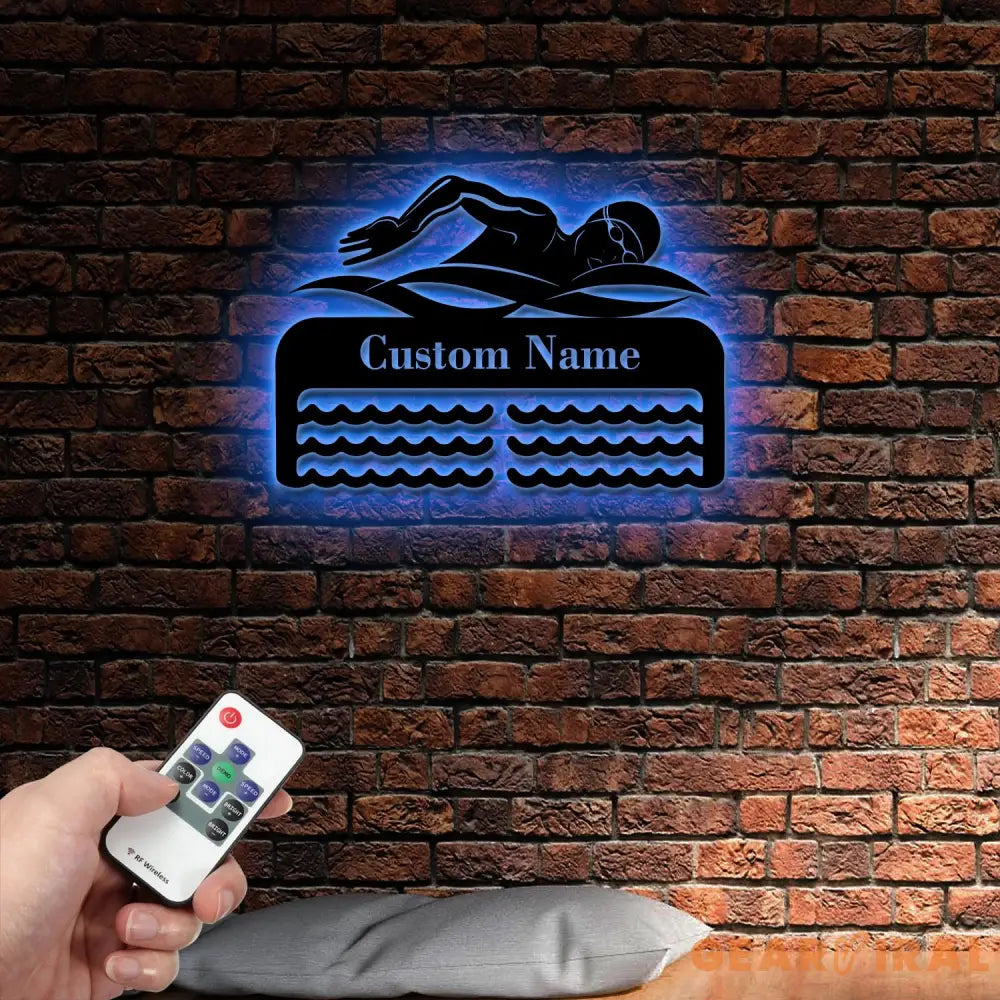 Custom Name Swimming Medal Holder with Led Light Personalized Name of Swimmer Medal Hanger Medal Display Awards Sign