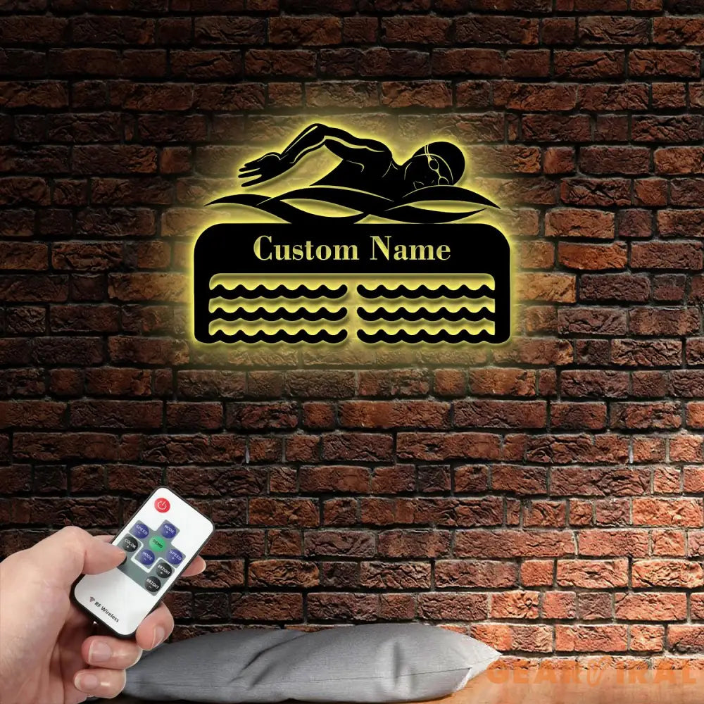 Custom Name Swimming Medal Holder with Led Light Personalized Name of Swimmer Medal Hanger Medal Display Awards Sign