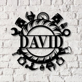Custom Name Tools Repair Metal Wall Art LED Light, Workshop Name Sign, Mechanic Tools Decoration - Gearviral