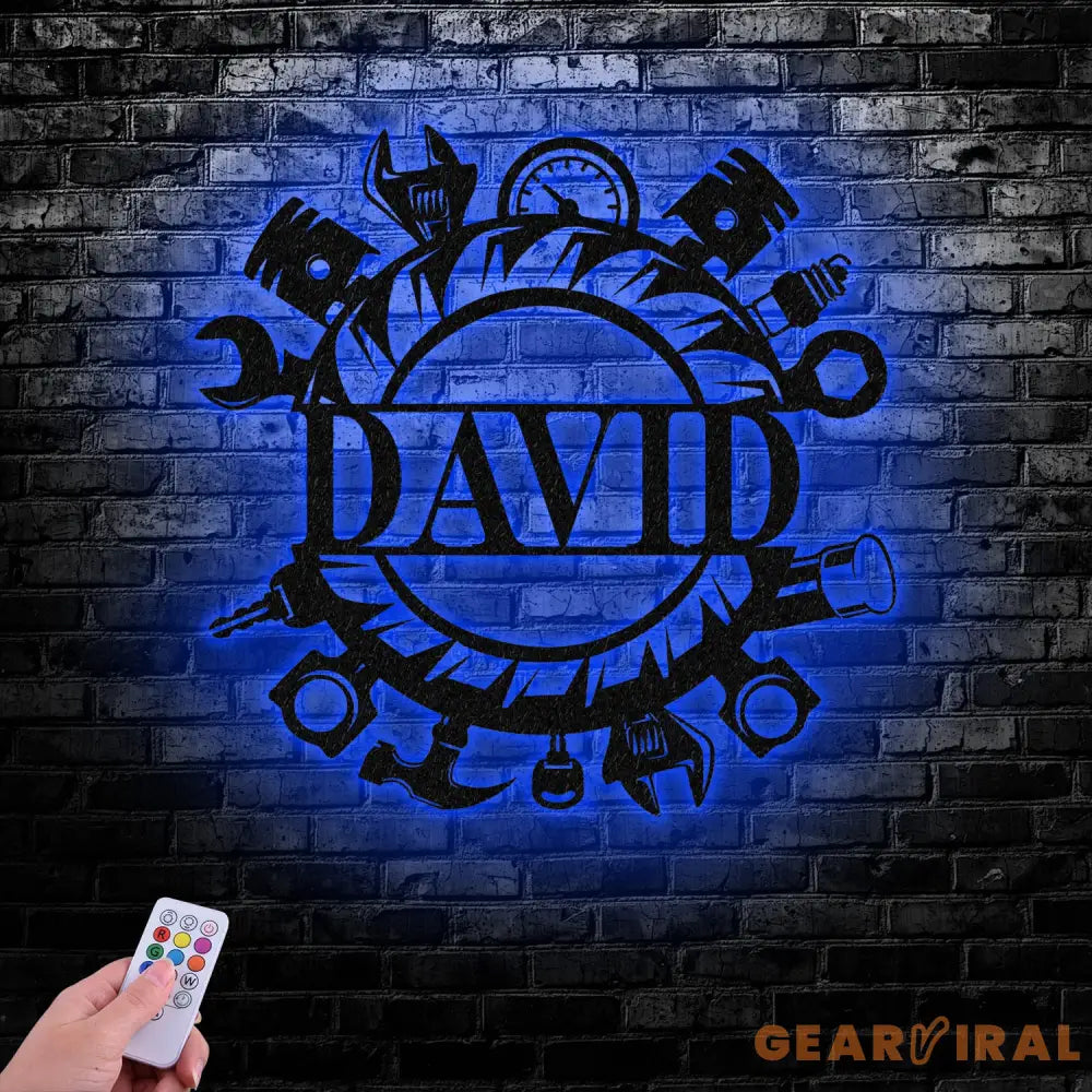 Custom Name Tools Repair Metal Wall Art LED Light Workshop Name Sign Mechanic Tools Decoration - Gearviral