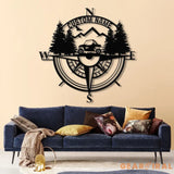 Custom Name UTV Compass Metal Sign with Led Lights Personalized Off-Road Adventure Sign Side by Side LED Wall Art