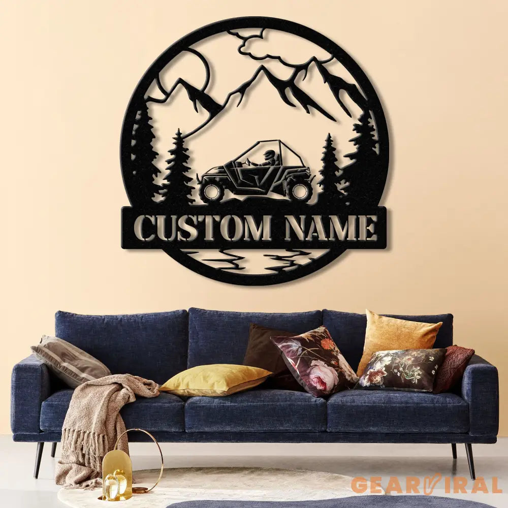 Custom Name UTV Metal Sign with Led Lights Personalized Off-Road Adventure Sign Side by Side LED Wall Art Mountain UTV