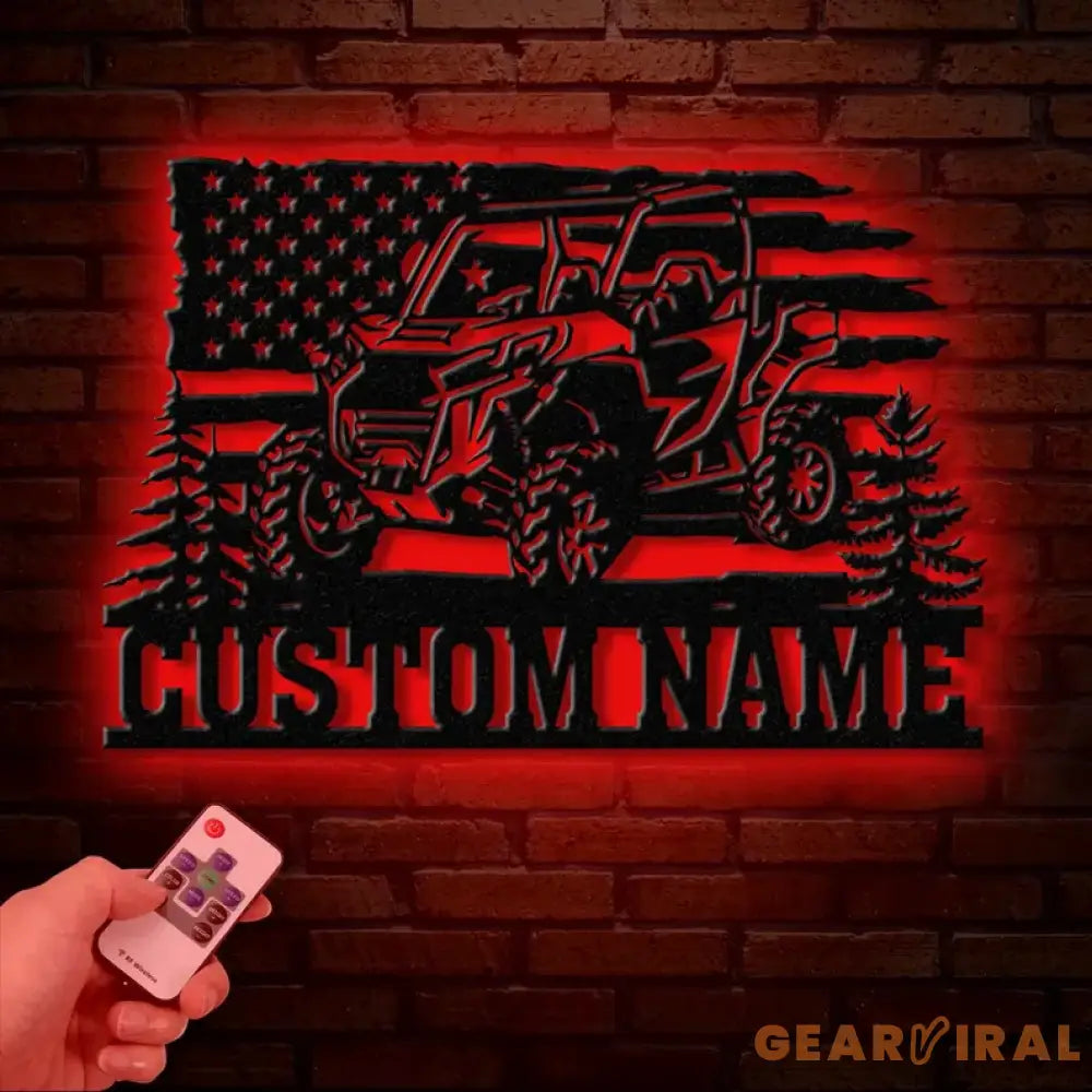 Custom Name UTV Metal Sign with Led Lights Personalized Off-Road Adventure Sign Side by Side LED Wall Art Mountain UTV